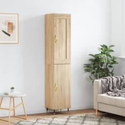 Berkfield Home Highboard Sonoma Oak 34.5x34x180 cm Engineered Wood in Brown - thumbnail 1