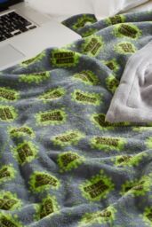 Just Essentials Game Over Print Reversible Fleece Blanket in Bright Green - Size: Large - thumbnail 3