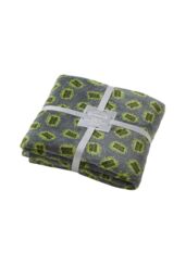 Just Essentials Game Over Print Reversible Fleece Blanket in Bright Green - Size: Large