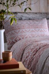 Appletree 'Bergen' 100% Brushed Cotton Duvet Cover Set in Terracotta - Size: King - thumbnail 2