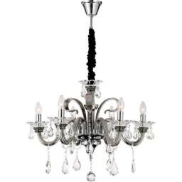 Netlighting Dunja Multi Arm Chandelier Chrome K9 Crystals 6x E14 in Silver