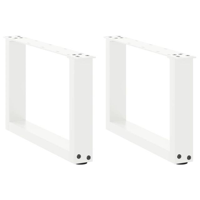 Berkfield Home Coffee Table Legs U-Shaped 2 pcs White 50x(30-31) cm Steel - image 1