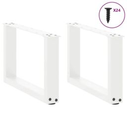 Berkfield Home Coffee Table Legs U-Shaped 2 pcs White 50x(30-31) cm Steel - thumbnail 3