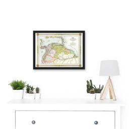 Artery8 Duvotenay 1846 Map Colombia Guyana Americas Artwork Framed Wall Art Print A4 in Black - thumbnail 2