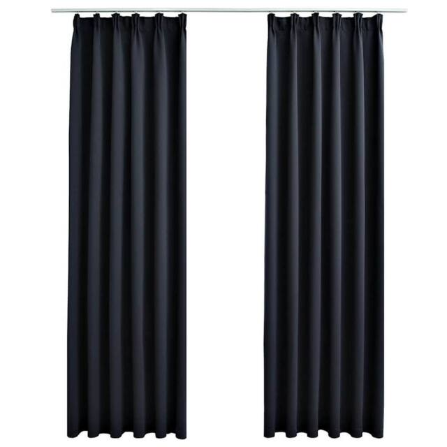 Berkfield Home Blackout Curtains with Hooks 2 pcs Anthracite 140x175 cm in Dark Grey - image 1