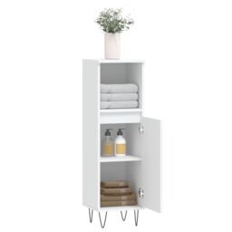 Berkfield Home Bathroom Cabinet White 30x30x100 cm Engineered Wood - Size: 30 x 30 x 100 cm - thumbnail 4