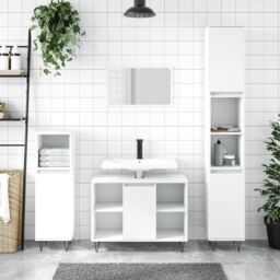 Berkfield Home Bathroom Cabinet White 30x30x100 cm Engineered Wood - Size: 30 x 30 x 100 cm