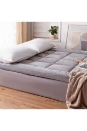 Living and Home 10cm Comfortable Quilted Mattress Topper in Grey - Size: Single - thumbnail 8