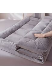 Living and Home 10cm Comfortable Quilted Mattress Topper in Grey - Size: Single - thumbnail 5