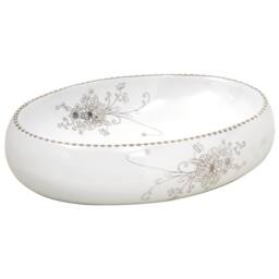 Berkfield Home Countertop Basin White Oval 59x40x15 cm Ceramic - Size: 59 x 40 x 15 cm - thumbnail 2