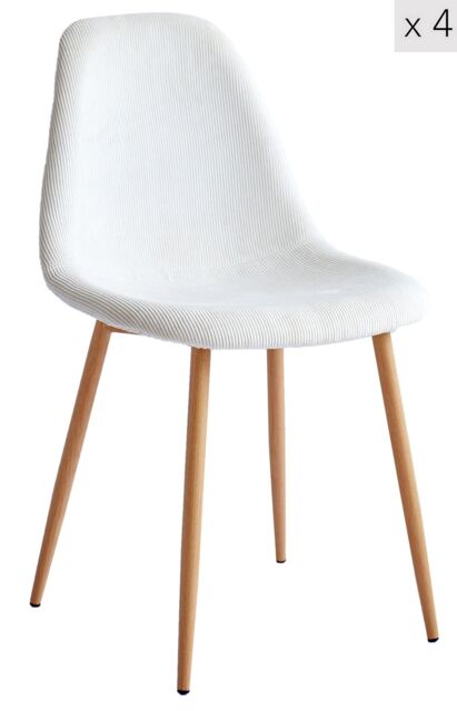 Nordlys Set of 4 Scandinavian Metal Dining Chairs in Beige - image 1