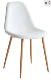 Nordlys Set of 4 Scandinavian Metal Dining Chairs in Beige - thumbnail 1