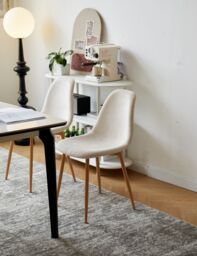 Nordlys Set of 4 Scandinavian Metal Dining Chairs in Beige - thumbnail 2