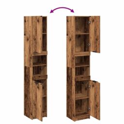 Berkfield Home Bathroom Cabinet Old Wood 32x34x188.5 cm Engineered Wood in Brown - thumbnail 7