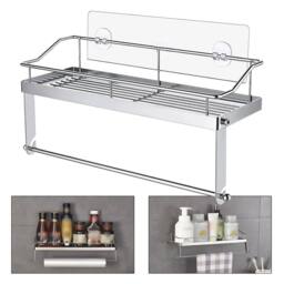 Ventryn Stainless Steel Adhesive Paper Towel Holder Wall Mount Storage Basket in Silver - thumbnail 4
