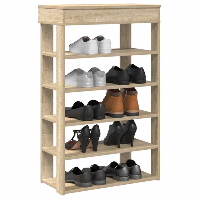Berkfield Home Shoe Rack Sonoma Oak 60x30x98 cm Engineered Wood in Brown - Size: 60 x 30 x 98 cm - image 1