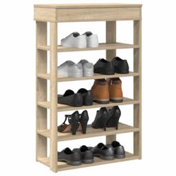 Berkfield Home Shoe Rack Sonoma Oak 60x30x98 cm Engineered Wood in Brown - Size: 60 x 30 x 98 cm - thumbnail 1