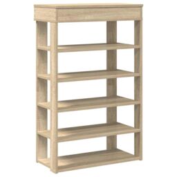 Berkfield Home Shoe Rack Sonoma Oak 60x30x98 cm Engineered Wood in Brown - Size: 60 x 30 x 98 cm - thumbnail 2