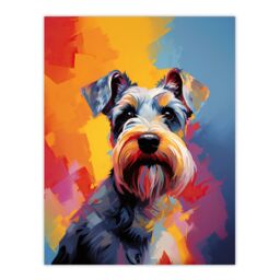 "Artery8 Wall Art Print Schnauzer Dog Lover Gift Pet Portrait Colourful Artwork Painting Poster - Size: W18"" x H24""" - thumbnail 1