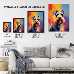 "Artery8 Wall Art Print Schnauzer Dog Lover Gift Pet Portrait Colourful Artwork Painting Poster - Size: W18"" x H24""" - thumbnail 3