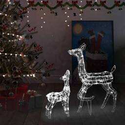 Berkfield Home Acrylic Reindeer Family Christmas Decoration 160 LED Cold White - thumbnail 2