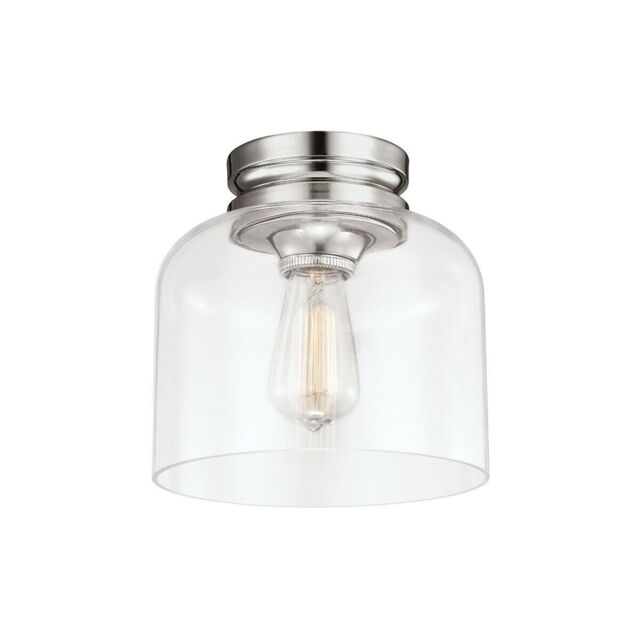 Loops 1 Bulb Flush Light Low Ceiling Polished Nickel Finish LED E27 60W Bulb in Metallics