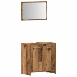 Berkfield Home 3 Piece Bathroom Furniture Set Old Wood Engineered Wood in Brown - thumbnail 5