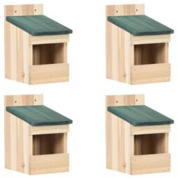 Berkfield Home Bird Houses 4 pcs 12x16x20 cm Firwood in Beige - Size: 12 x 16 x 20 cm - thumbnail 1