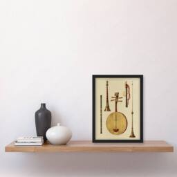 "Artery8 Japanese Musical Instruments Gibb Vintage Framed Wall Art Print in Beige - Size: W12"" x H16""" - thumbnail 4
