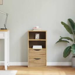 Berkfield Home Side Cabinet with Drawers ODDA 40x24x79 cm Solid Wood Pine in Brown - Size: 40 x 24 x 79 cm - thumbnail 3