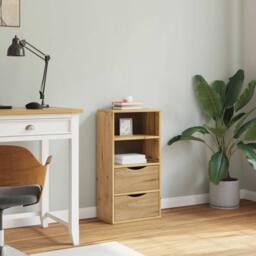Berkfield Home Side Cabinet with Drawers ODDA 40x24x79 cm Solid Wood Pine in Brown - Size: 40 x 24 x 79 cm - thumbnail 4