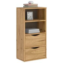 Berkfield Home Side Cabinet with Drawers ODDA 40x24x79 cm Solid Wood Pine in Brown - Size: 40 x 24 x 79 cm - thumbnail 2