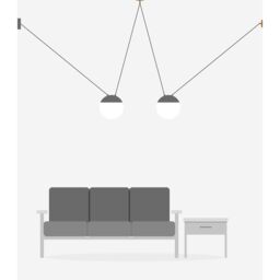 Netlighting Mine 2 Light Ceiling Pendant Wood Dark Grey E27 - thumbnail 2