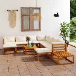 Berkfield Home 5 pc Garden Lounge Set with Cushions Solid Wood Acacia (UK/IE/FI/… in Brown - thumbnail 2