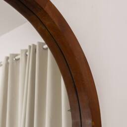 Melody Maison Dark Wood Framed Arched Wall Mirror - 60cm X 80cm in Brown - Size: 60 cm X 80 cm - thumbnail 2
