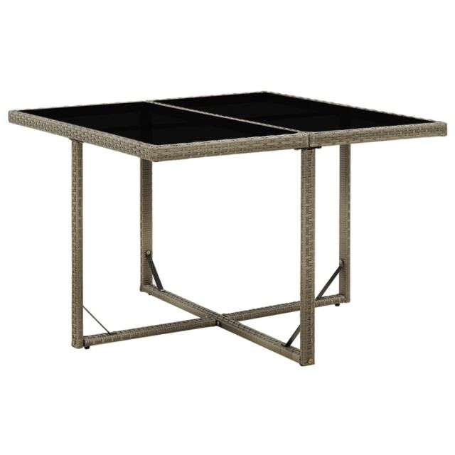 Berkfield Home Garden Table Grey 109x107x74 cm Poly Rattan & Glass - Size: 109 x 107 x 74 cm - image 1