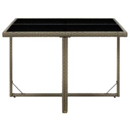 Berkfield Home Garden Table Grey 109x107x74 cm Poly Rattan & Glass - Size: 109 x 107 x 74 cm - thumbnail 3