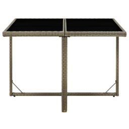Berkfield Home Garden Table Grey 109x107x74 cm Poly Rattan & Glass - Size: 109 x 107 x 74 cm - thumbnail 2