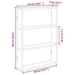 Berkfield Home Wall Shelf Sonoma Oak 43x9x60 cm Engineered Wood in Light Brown - Size: 43 x 9 x 60 cm - thumbnail 9
