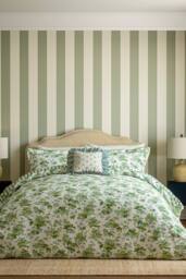 Sanderson 'Hedra' Cotton Duvet Cover Set in Green - Size: Double