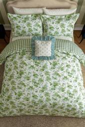 Sanderson 'Hedra' Cotton Duvet Cover Set in Green - Size: Double - thumbnail 4