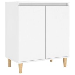 Berkfield Home Sideboard with Solid Wood Legs White 60x35x70 cm Engineered Wood - Size: 60 x 35 x 70 cm - thumbnail 2