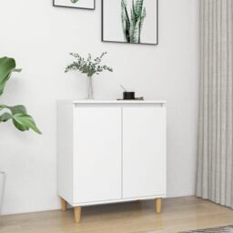 Berkfield Home Sideboard with Solid Wood Legs White 60x35x70 cm Engineered Wood - Size: 60 x 35 x 70 cm - thumbnail 1