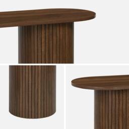 sweeek Scandinavian oval console with grooved wooden effect in Dark Brown - thumbnail 8