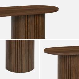 sweeek Scandinavian oval console with grooved wooden effect in Dark Brown - thumbnail 4