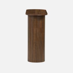 sweeek Scandinavian oval console with grooved wooden effect in Dark Brown - thumbnail 3