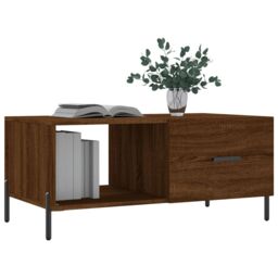 Berkfield Home Coffee Table Brown Oak 90x50x40 cm Engineered Wood - Size: 90 x 50 x 40 cm - thumbnail 3