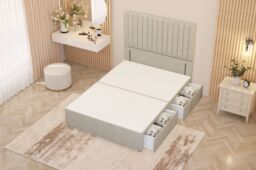 "Somnior Eleanor Divan Base 2 Drawers & 54"" Floor Standing Headboard Tweed Fabric in Natural - Size: Single" - thumbnail 3