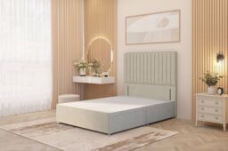 "Somnior Eleanor Divan Base 2 Drawers & 54"" Floor Standing Headboard Tweed Fabric in Natural - Size: Single" - thumbnail 2