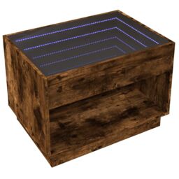 Berkfield Home Coffee Table with Infinity LED Smoked Oak 70x50x50 cm in Brown - Size: 70 x 50 x 50 cm - thumbnail 5